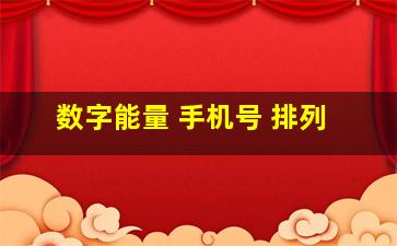 数字能量 手机号 排列